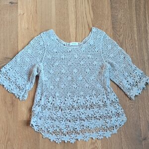 Freeway Light Gray Crochet Lace Tunic